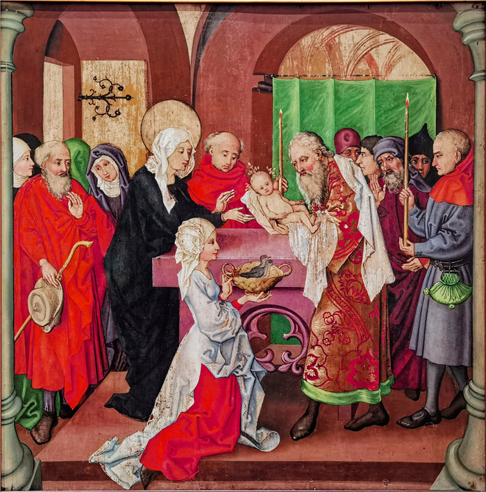 马丁·施高尔（Martin Schongauer）作品-多米尼加人的祭坛画，童年和基督的受难- 耶稣的割礼