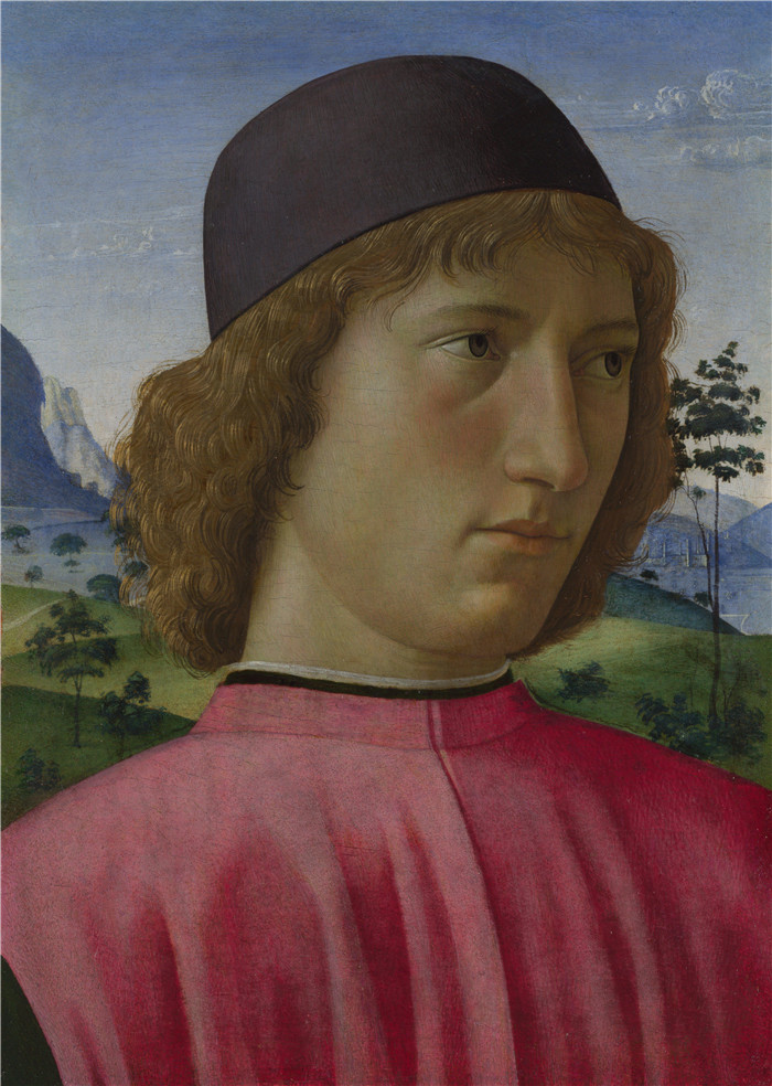 多梅尼科·吉兰达约（Domenico Ghirlandaio）作品-红衣青年肖像