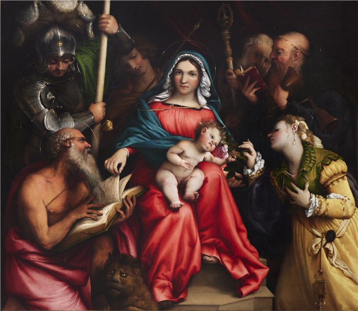 洛伦佐·乐透（Lorenzo Lotto）作品-圣凯瑟琳与圣徒的神秘婚姻