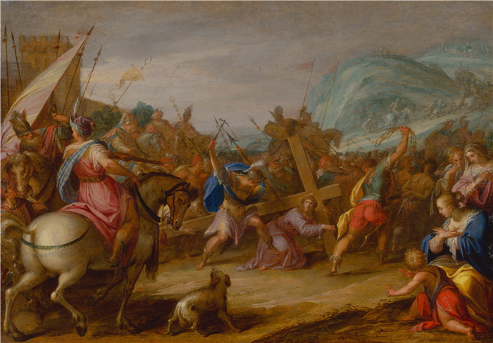 汉斯·冯·亚琛 （Hans von Aachen） 的画作-背负十字架的耶稣基督