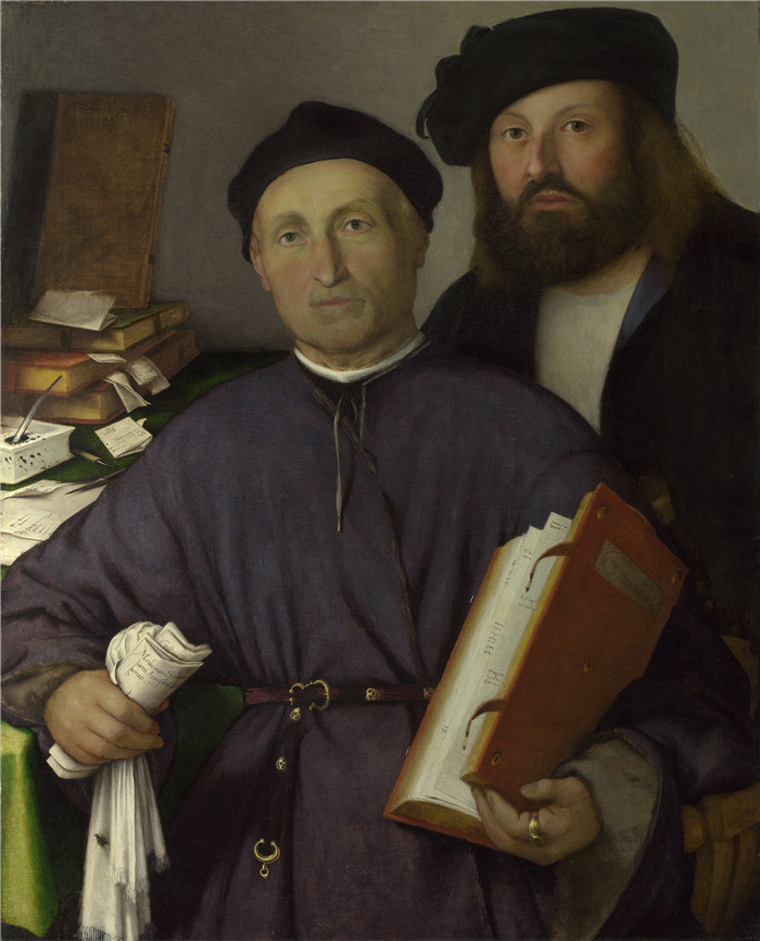  洛伦佐·洛托（Lorenzo Lotto）作品-医生乔瓦尼·阿戈斯蒂诺·德拉·托雷 和儿子