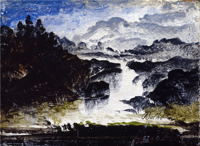 佩德·巴尔克(Peder Balke)作品-瀑布