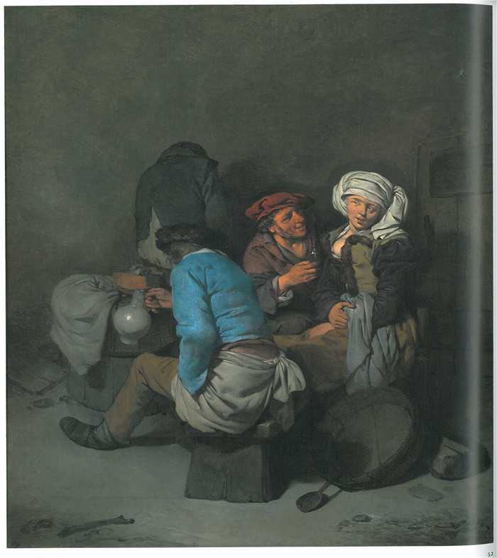 科内利斯·彼得斯·贝加（Cornelis Pietersz Bega）作品-旅馆里有女人和喝酒的农民的场景 