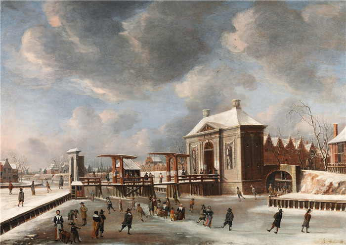 亚伯拉罕·比尔斯特拉滕 （Abraham Beerstraten） 画作-阿姆斯特丹 The Heiligewegs Gate