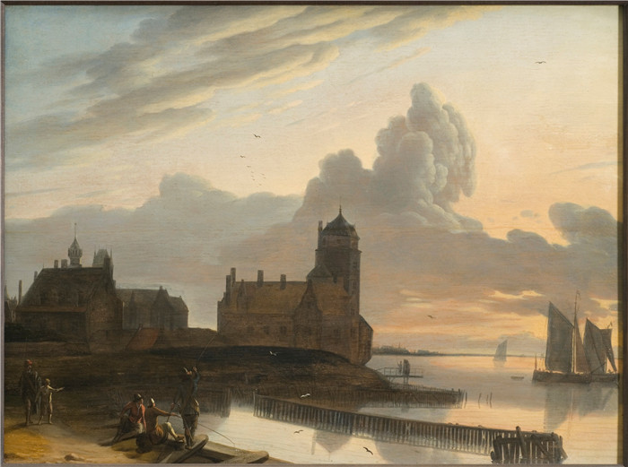 格里特·伯克海德（Gerrit Berckheyde）作品-德国河流景观与城镇