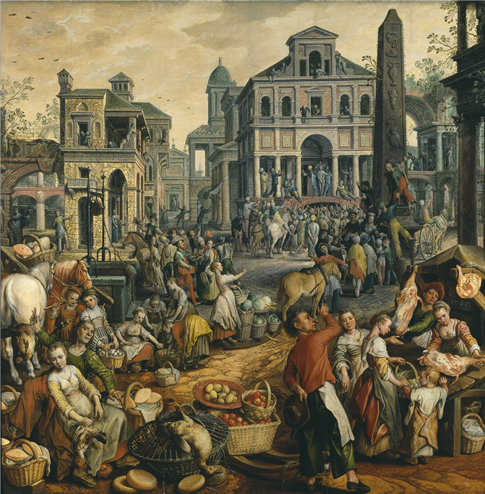 约阿希姆·布克莱尔(Joachim Beuckelaer)作品-Ecce Homo 的市场场景