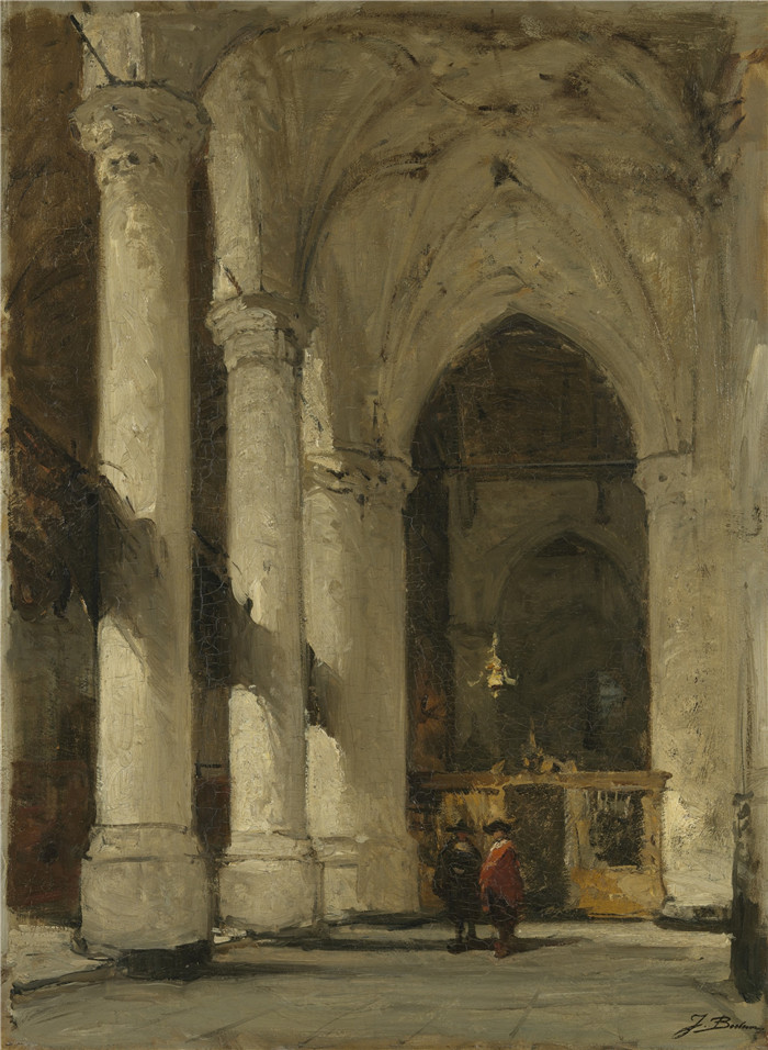 约翰内斯·博斯布姆(Johannes Bosboom) 画作-海牙的大教堂或圣詹姆斯教堂