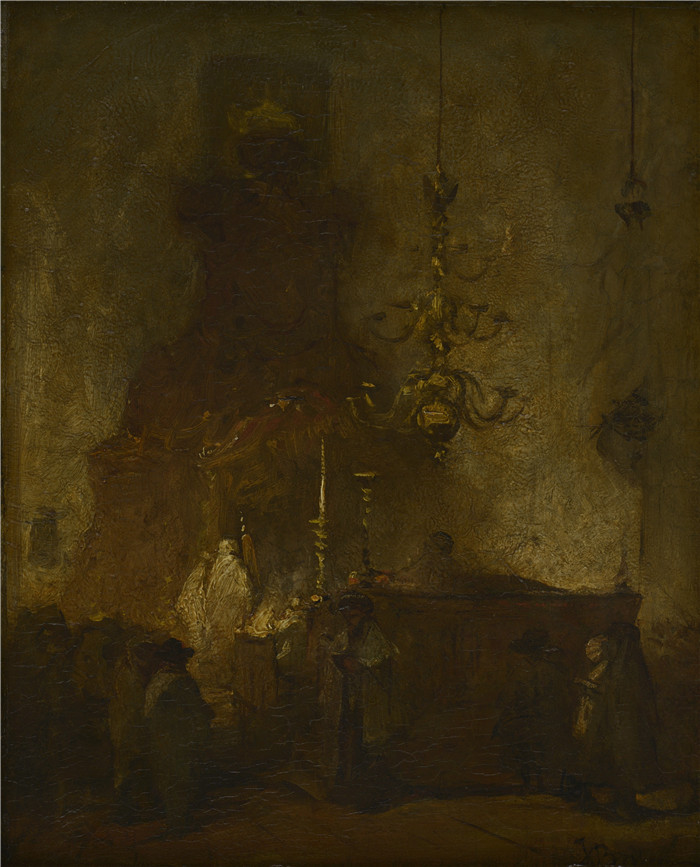约翰内斯·博斯布姆(Johannes Bosboom) 画作-Synagoge in de Wagenstraat te Den Haag