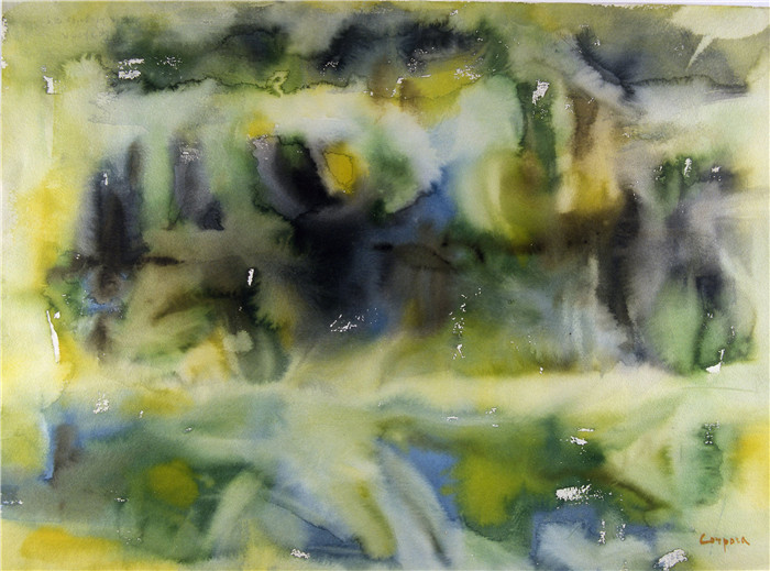 安东尼奥·库普拉（Antonio Corpora）作品-Isar bei Leggries, acquarello su carta, cm 46x62