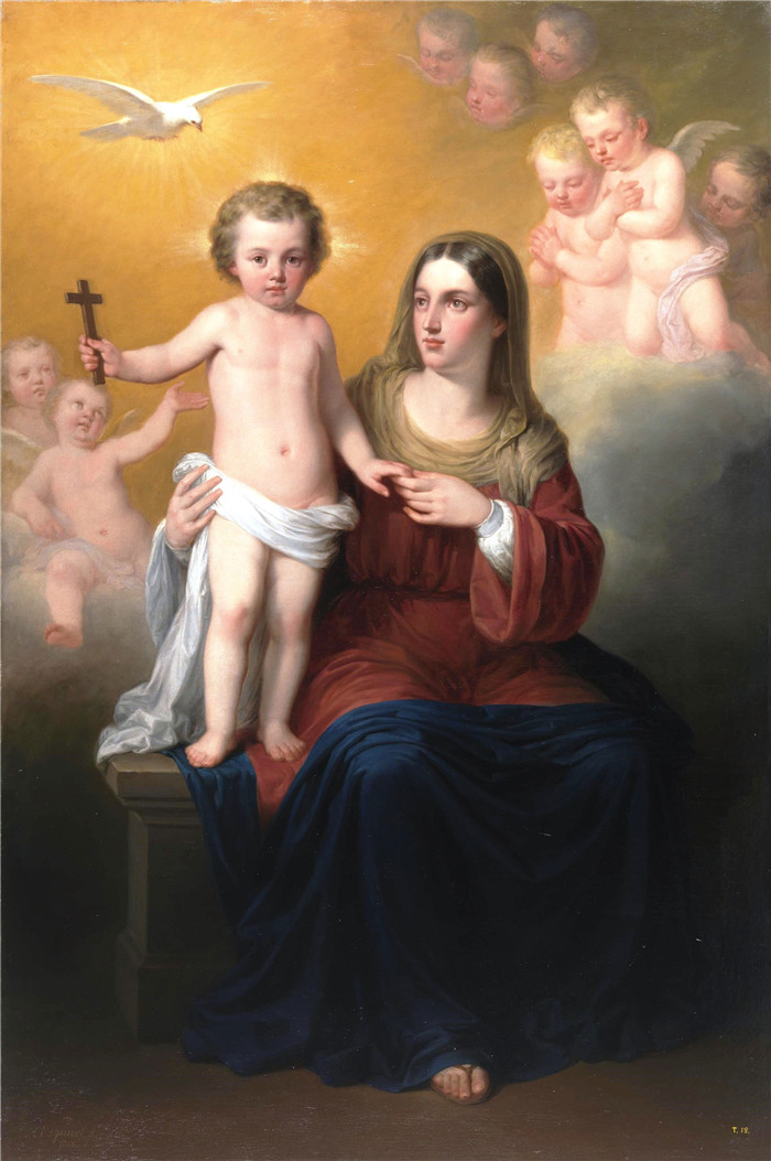 安东尼奥·玛丽亚·埃斯基韦尔（Antonio Maria Esquivel）油画-《圣母与孩子》Virgen con el Nino(Museo del Prado)