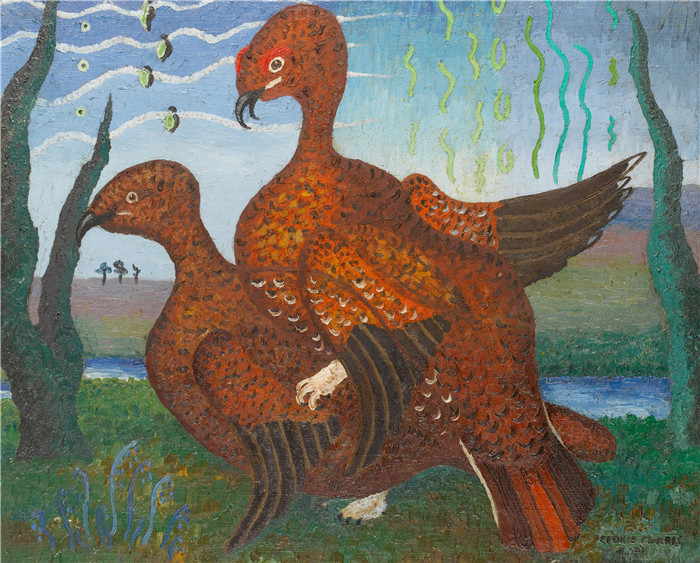 《红松鸡》塞德里克·莫里斯(Cedric Morris)-Red Grouse, 1937