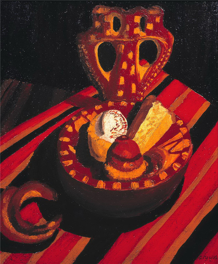 塞德里克·莫里斯(Cedric Morris)-糕点店和牛角面包Patisseries and a Croissant