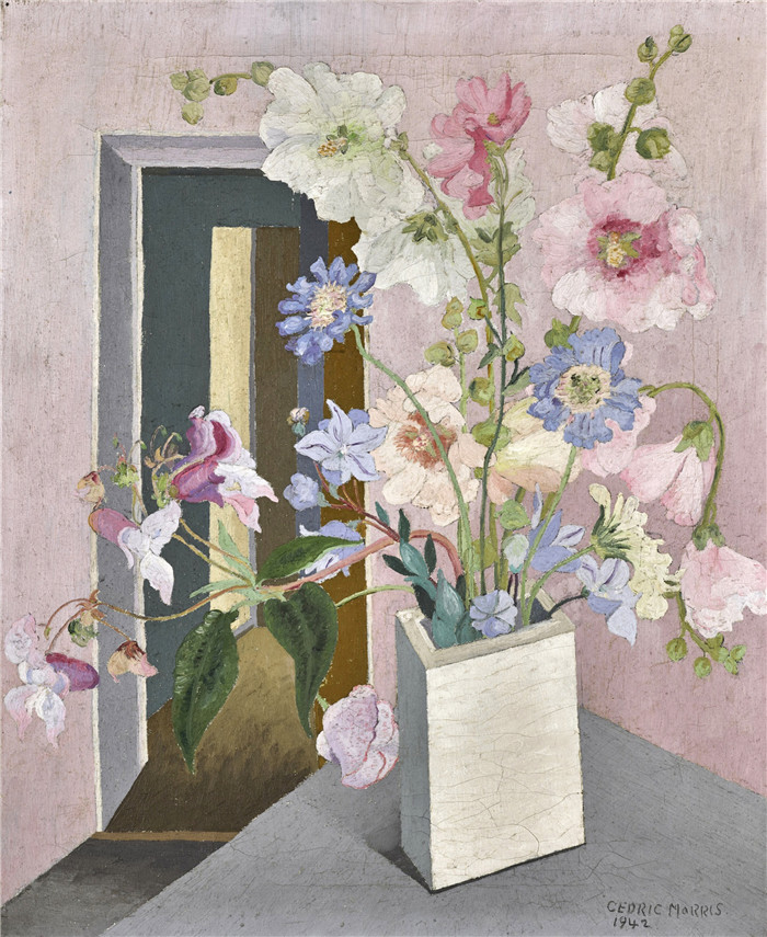 《门口的静物》塞德里克·莫里斯(Cedric Morris)-Still Life in Doorway, 1942