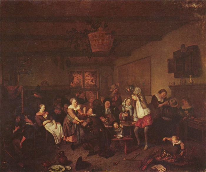 理查德·布拉肯伯格（Richard Brakenburgh）作品-Fröhliche Gesellschaft