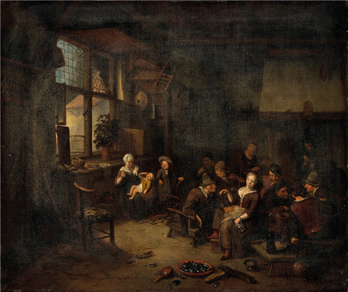 《旅馆里的欢乐》理查德·布拉肯伯格(Richard Brakenburgh)作品-Les réjouissances à l'auberge