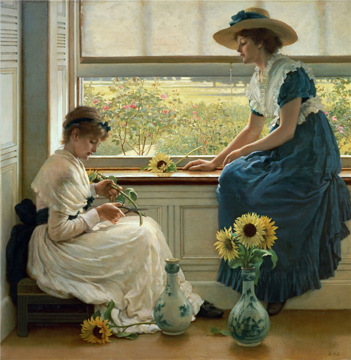 乔治·邓禄普·莱斯利（George Dunlop Leslie）油画-太阳花 1890年