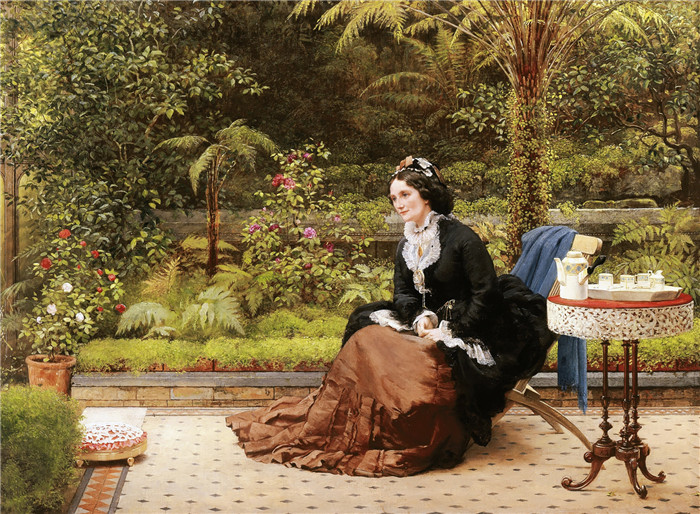 《英式下午茶》乔治·邓禄普·莱斯利（George Dunlop Leslie）油画-English afternoon tea