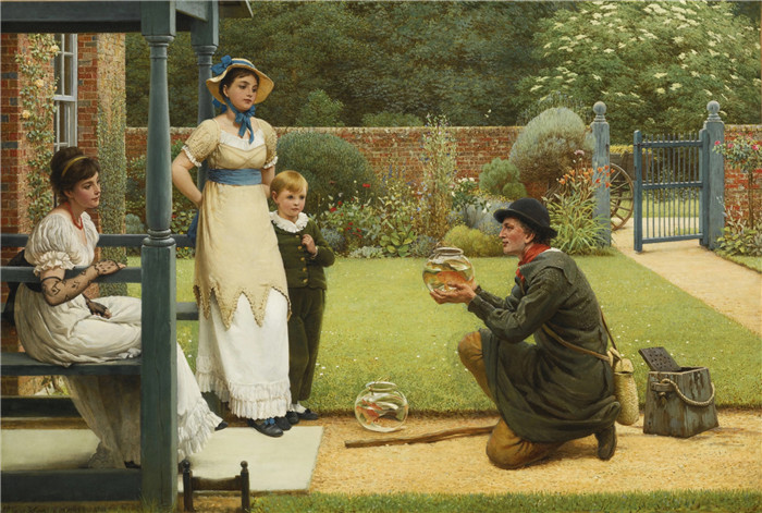 乔治·邓禄普·莱斯利（George Dunlop Leslie）油画-金鱼卖家The Goldfish Seller (1)
