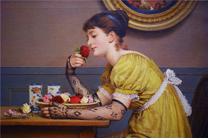 《玫瑰》乔治·邓禄普·莱斯利（George Dunlop Leslie）油画- Rosenzeit Hamburger Kunsthalle ArishG