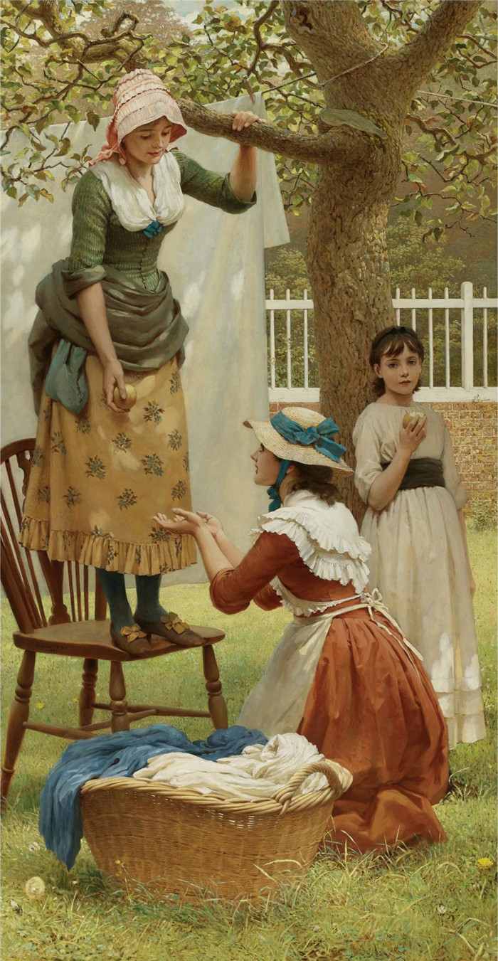 乔治·邓禄普·莱斯利（George Dunlop Leslie）油画-夏娃的女儿们THE DAUGHTERS OF EVE