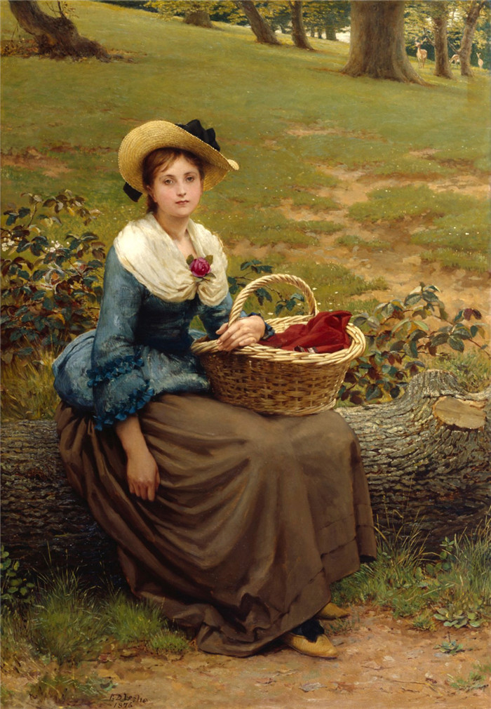 乔治·邓禄普·莱斯利(George Dunlop Leslie)油画-The Lass of Richmond Hill, 1876