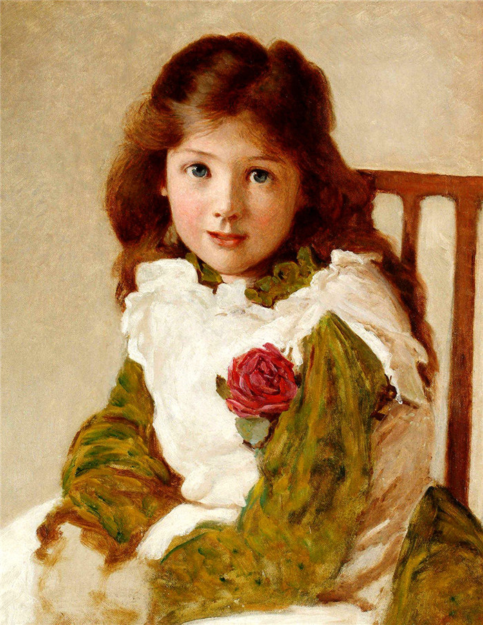 《肖像女孩》乔治·邓禄普·莱斯利（George Dunlop Leslie）油画