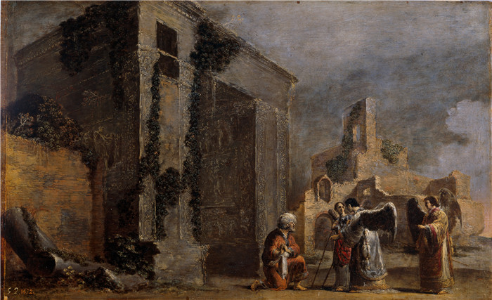 《亚伯拉罕和三个天使》理查德·布拉肯伯格(Richard Brakenburgh)作品-布拉默-Bramer-abraham y los tres angeles