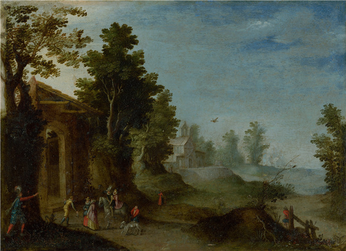 保罗·布里尔（Paul Bril） 的画作-客人抵达Príjazd hostí