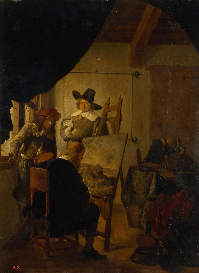 奎里恩·范·布雷克伦卡姆（Quirijn Van Brekelenkam）-参观工作室Visit to a Studio