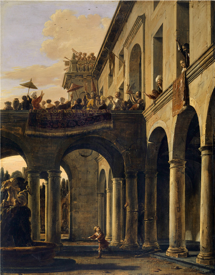 所罗门·德·布雷（Salomon de Bray）作品-德-萨姆森摧毁达贡神庙Samson destroying the Temple of Dagon - Kunstmuseum Basel