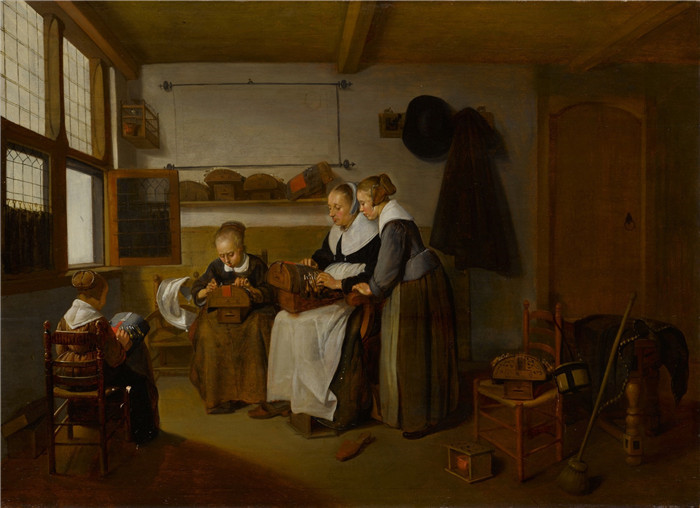 奎里恩·范·布雷克伦卡姆（Quirijn Van Brekelenkam）-蕾丝制造商学校The Lacemakers SchoolThe Lacemakers School