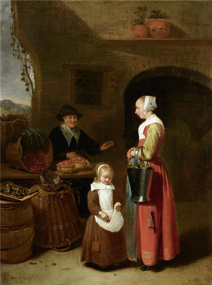 《水果商人》奎里恩·范·布雷克伦卡姆（Quirijn Van Brekelenkam）-Fruit Merchant