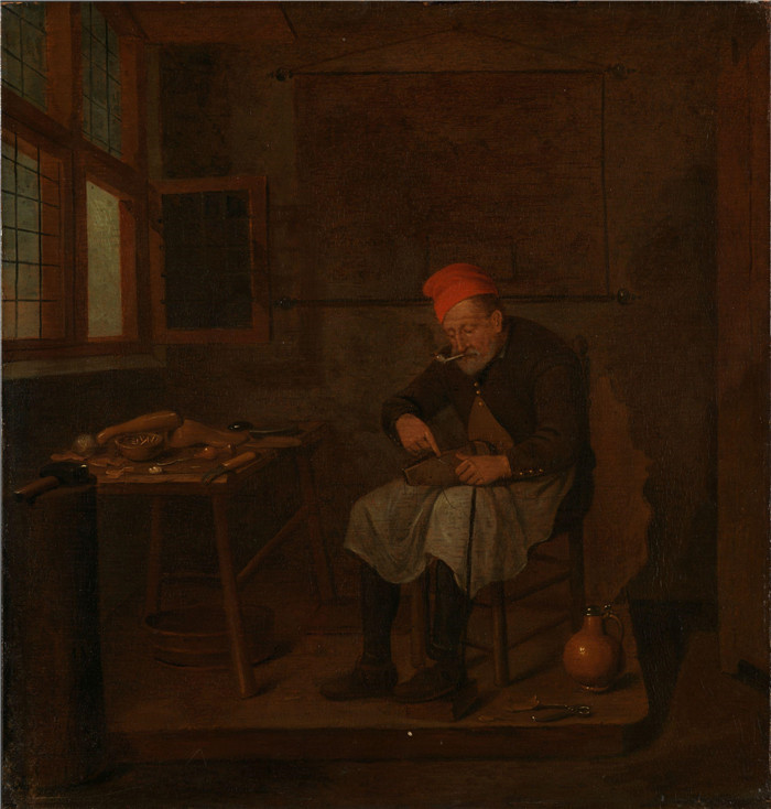 《鞋匠》奎里恩·范·布雷克伦卡姆（Quirijn Van Brekelenkam）- A Shoemaker