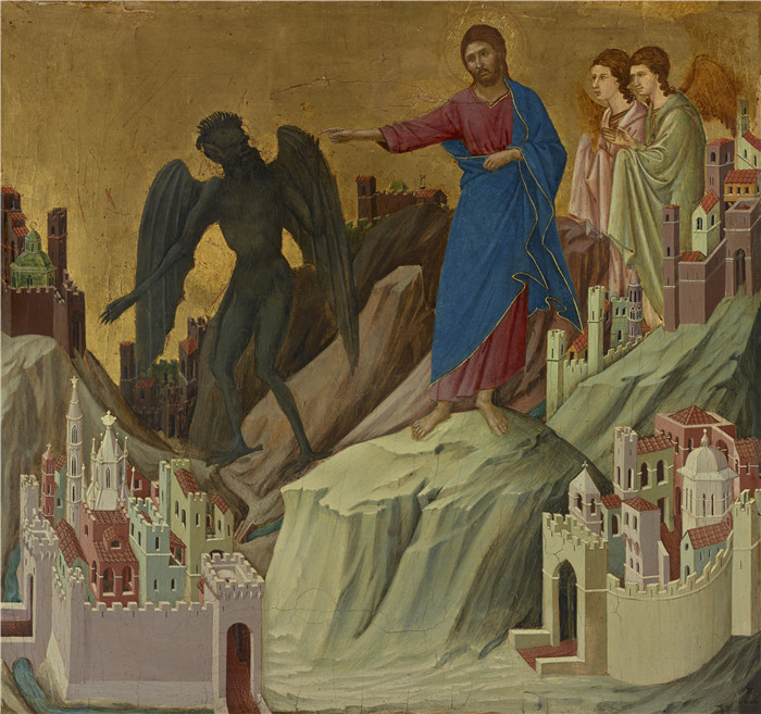 《山上的诱惑》布尼塞纳（Duccio di Buoninsegna）作品-The Temptation on the Mount