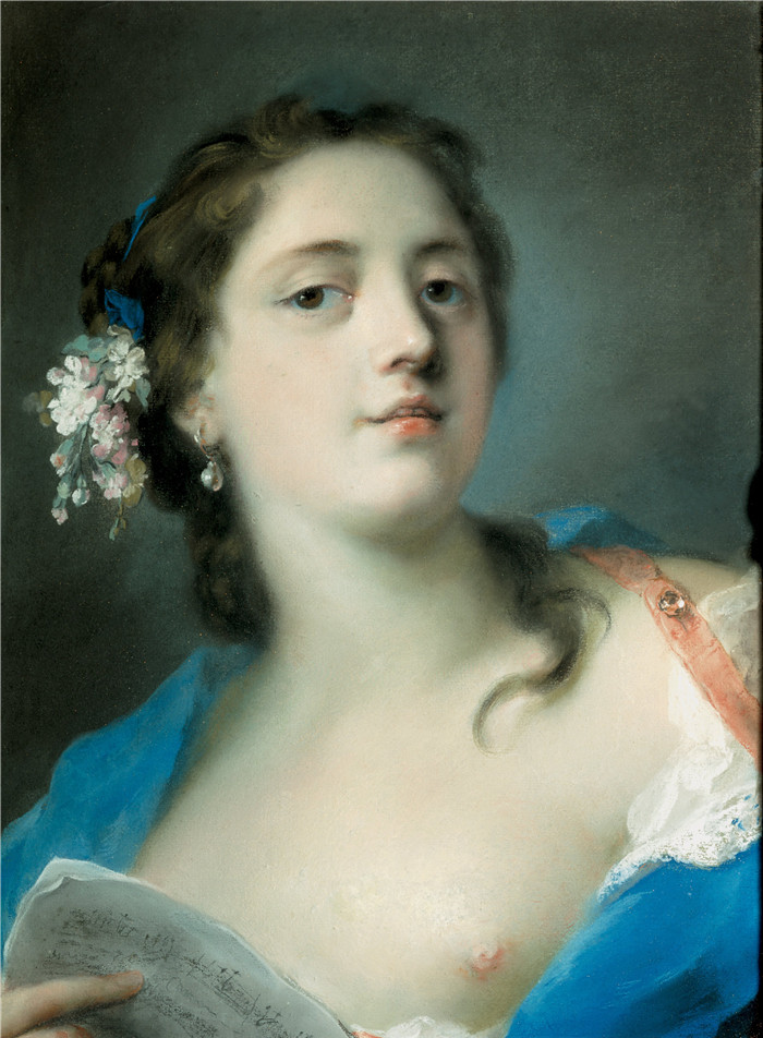 罗莎巴·卡里拉（Rosalba Carriera）-歌手 Faustina Bordoni 与乐谱