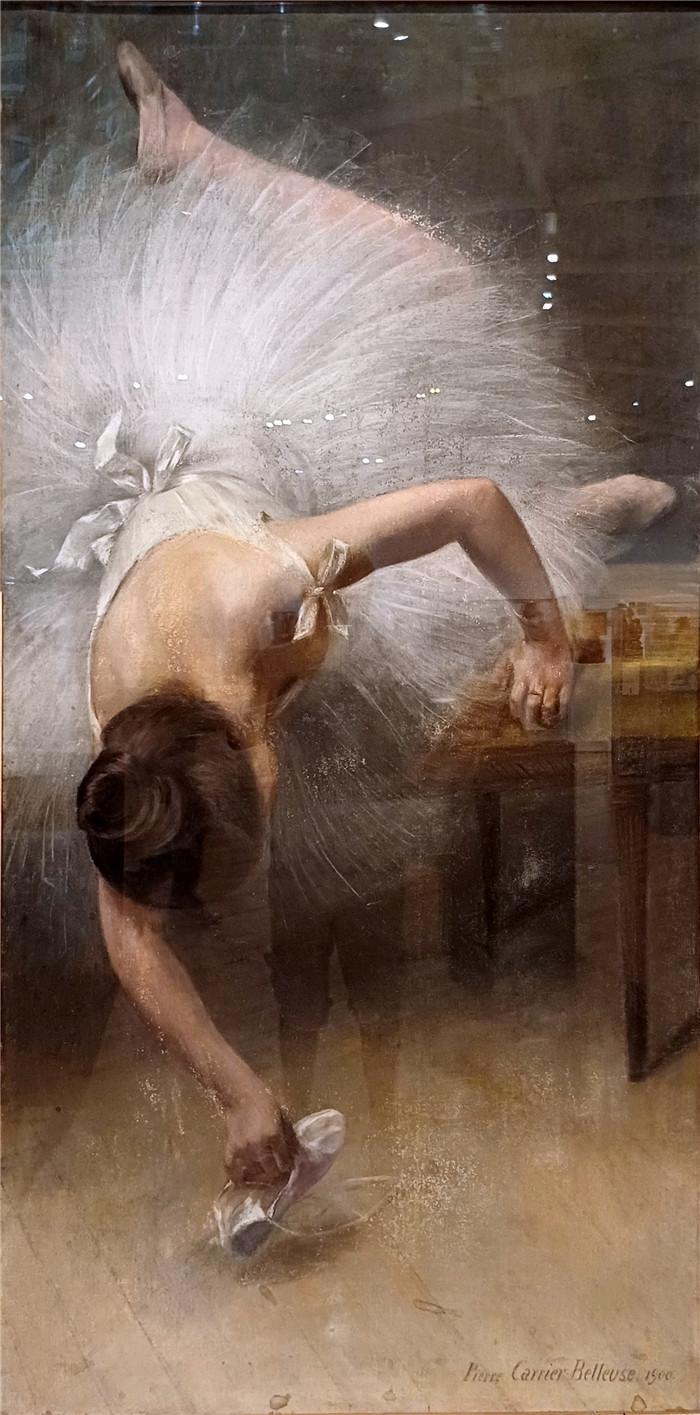 皮埃尔·开利-贝勒斯（Pierre-Gérard Carrier-Belleuse）-伸手去拿芭蕾舞鞋