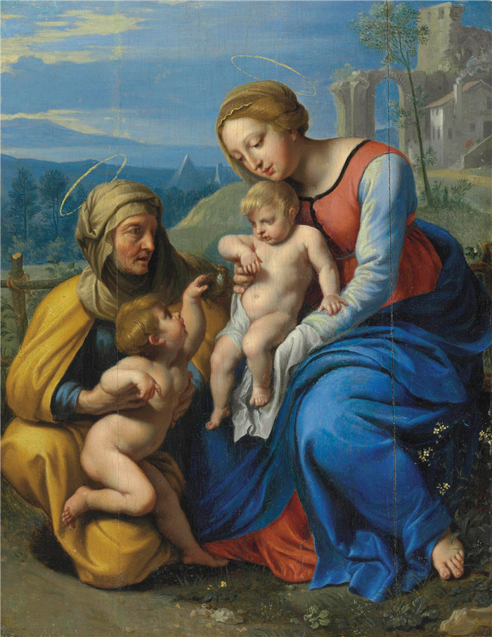 《带麻雀的神圣家庭》菲利普·德·尚帕涅(Philippe de Champaigne)-Holy Family with a Sparrow