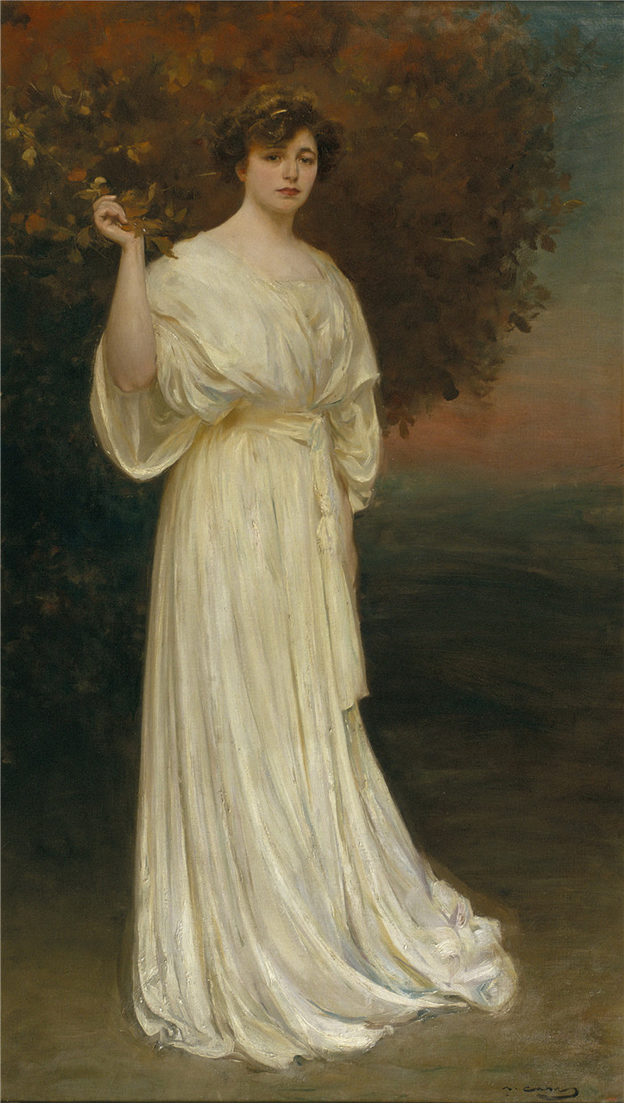 《巴拉迪亚MNAC 夫人肖像 》拉蒙·卡萨斯 （Ramon Casas） 的画作-retrat de la senyora Baladia MNAC