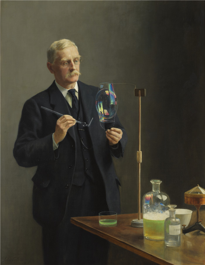 《查尔斯·弗农男孩的肖像》约翰·科利尔 （John Collier） 的画作-Portrait of Charles Vernon Boys, 1915