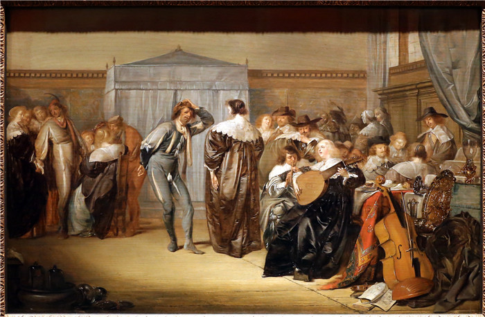 《与伪装舞者的欢乐伴侣》彼得·科德 （Pieter Codde）作品-allegra compgnia con danzatori mascherati, 1636