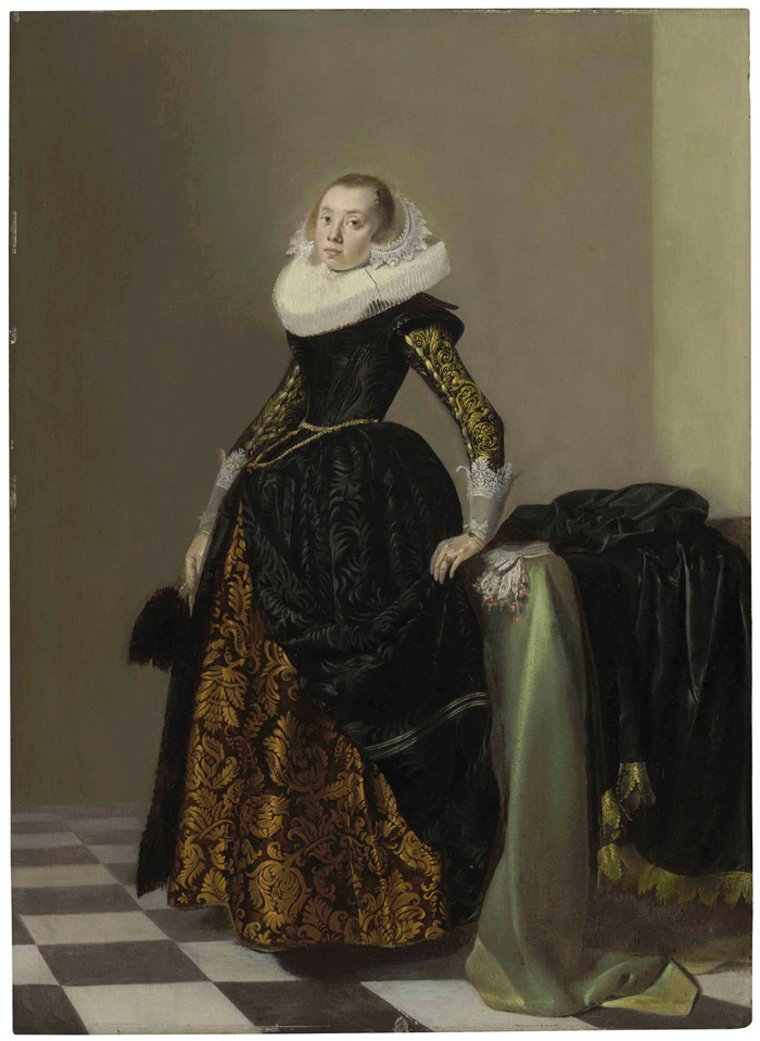 《一位穿着华丽的年轻女士的肖像》彼得·科德 （Pieter Codde）作品