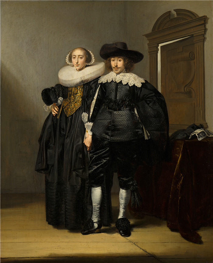 《已婚夫妇肖像》彼得·科德 （Pieter Codde）作品-Portrait of a Married Couple by Pieter Codde Mauritshuis 857