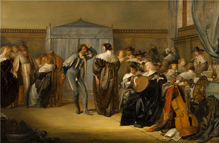 《与戴着面具的舞者一起快乐》彼得·科德 （Pieter Codde）作品-Merry Company with Masked Dancers 