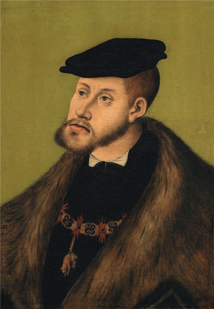 《查理五世皇帝肖像》老卢卡斯·克拉纳赫(Lucas Cranach the Elder)作品-Portrait of the Emperor Charles V (Lucas Cranach the