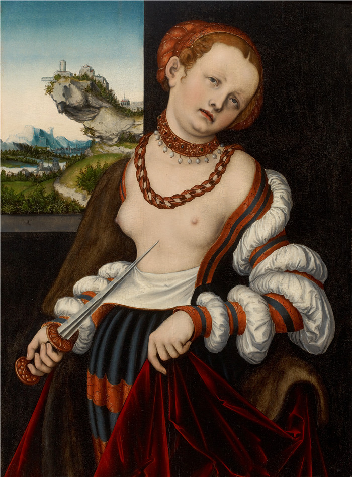 老卢卡斯·克拉纳赫（Lucas Cranach the Elder）作品-卢克雷齐亚自杀Selbstmord der Lukrezia (1529, Houston)