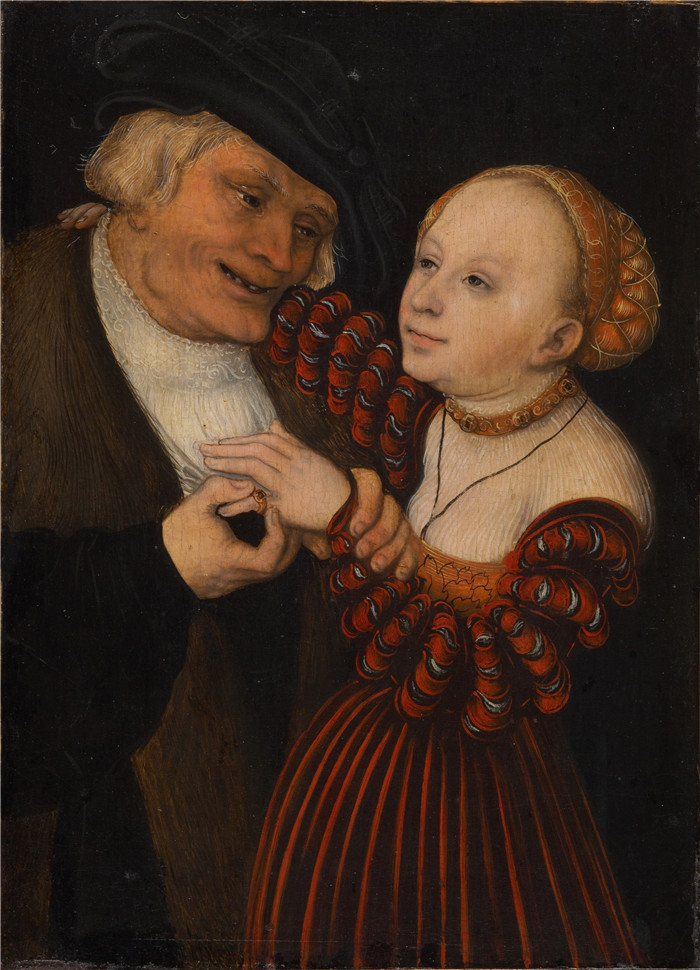《老人和女孩》老卢卡斯·克拉纳赫（Lucas Cranach the Elder）作品-Alter Mann und Mädchen (Kunsthistorisches Museum)