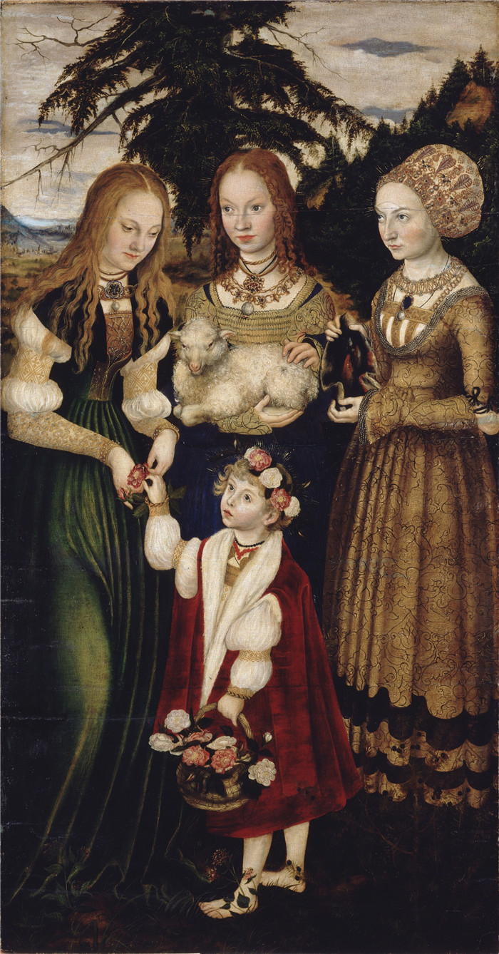 老卢卡斯·克拉纳赫（Lucas Cranach the Elder）作品-凯瑟琳娜塔尔Katharinenaltar (Dresden) linker Flügel
