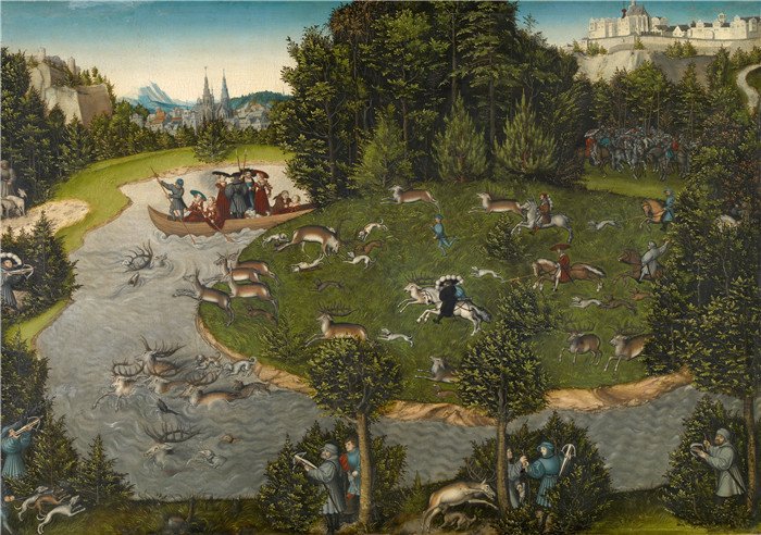 老卢卡斯·克拉纳赫（Lucas Cranach the Elder）作品-狩猎Gemäldegalerie   Hirschjagd des Kurfürsten Friedrich d. Weise