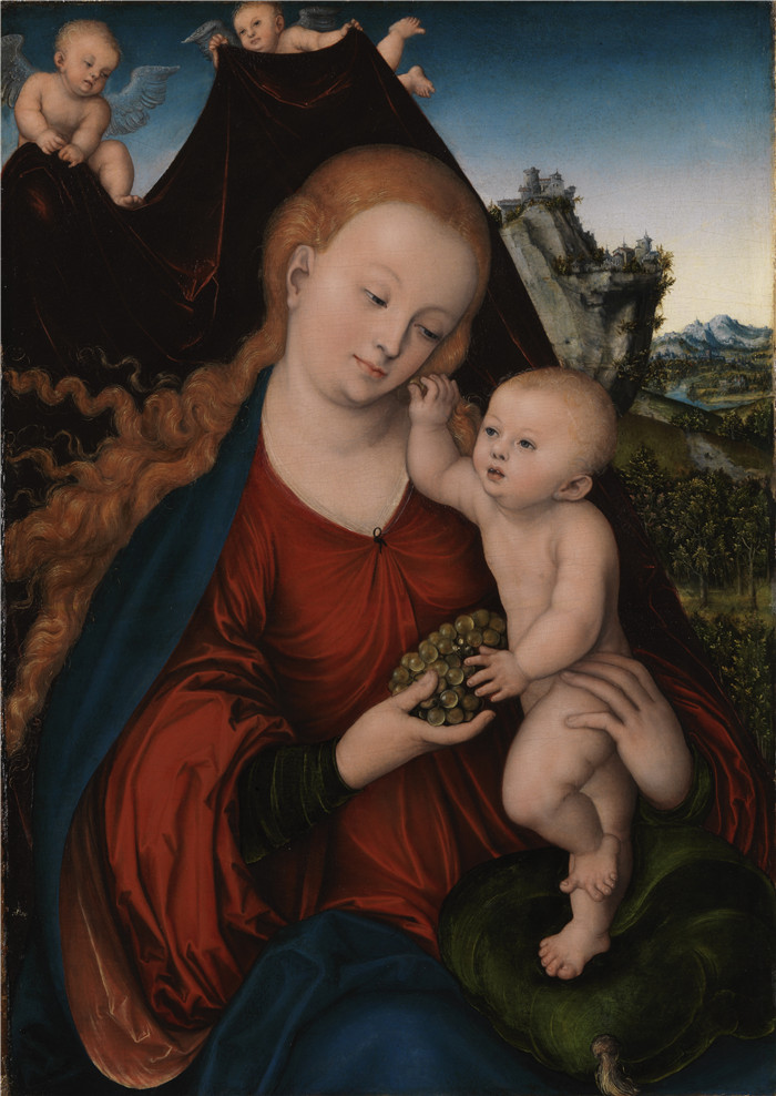 《麦当娜与孩子》老卢卡斯·克拉纳赫（Lucas Cranach the Elder）作品-Madonna und Kind (Alte Pinakothek)