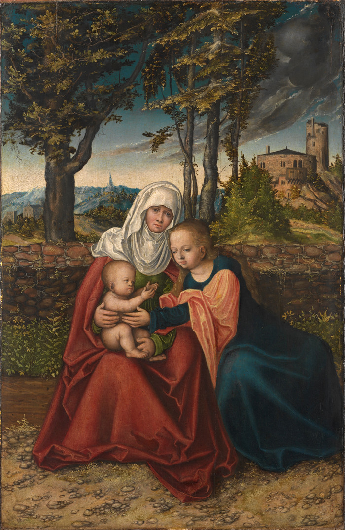 老卢卡斯·克拉纳赫（Lucas Cranach the Elder）作品-安娜·塞尔布希特Hl. Anna Selbdritt (ca. 1516)